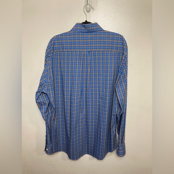 Peter Millar blue with red plaid long sleeve button up shirt. XL - Picture 5 of 5
